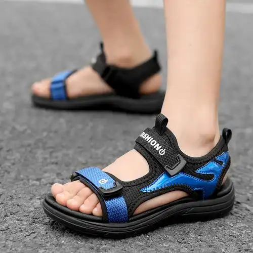 男童凉鞋中大童软底耐磨儿童沙滩鞋男孩子百搭小学生凉鞋 jy82101兰色