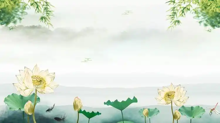 水墨荷花ppt背景图片