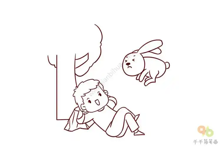成语大全:守株待兔简笔画_成语大全简笔画