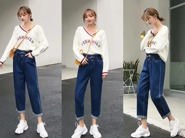 花苞牛仔裤 运动鞋,才是时髦又百搭的搭配!