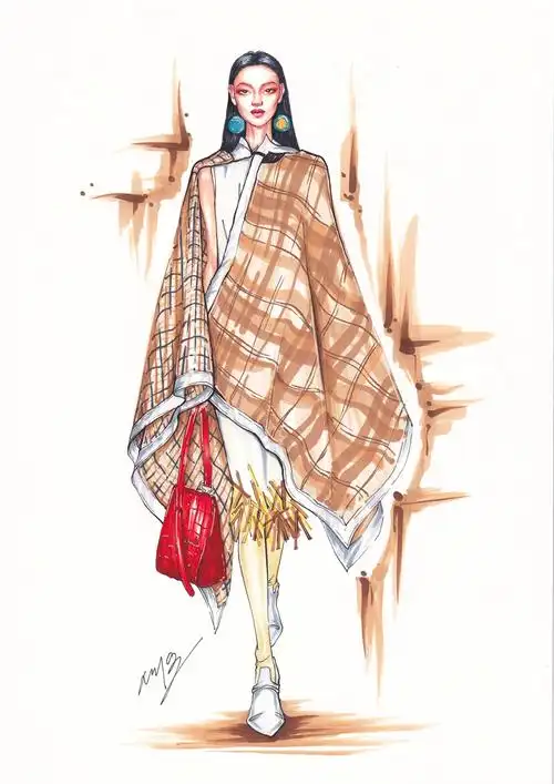 效果图手绘秀场图马克笔时装画