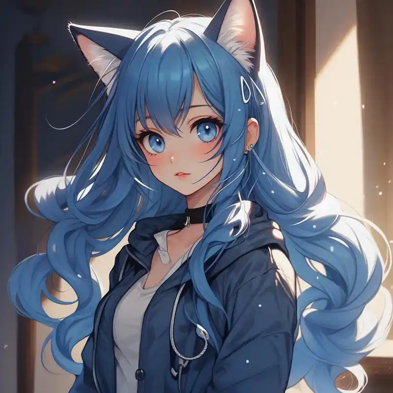 93猫耳少女,蓝色魅力头像99 喵~ 喜欢二次元的小伙伴们注意啦!