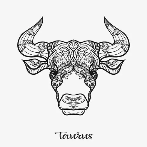 手绘民族风线性牛头