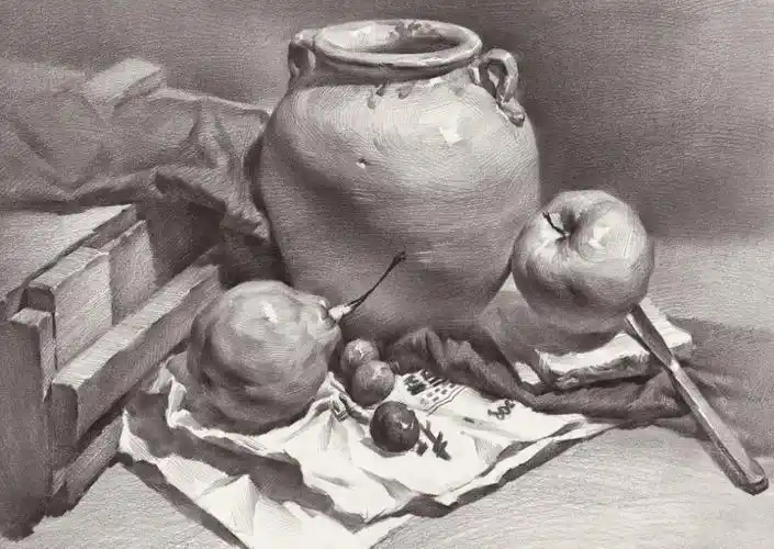 素描静物学会用纸擦调子,考试肯定快人一步