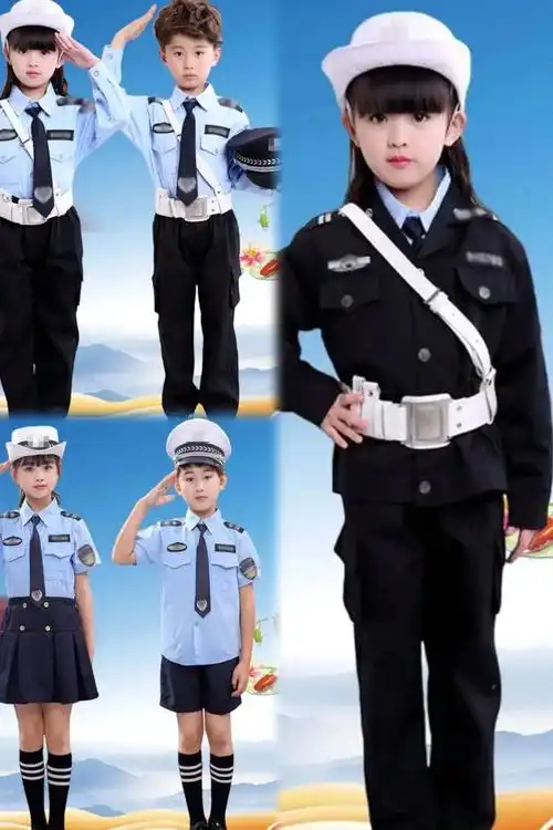 儿童警察服警.#图文伙伴计划儿警察服警服套装幼儿园扮演小警官 - 抖