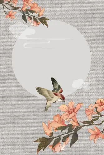 简约古典古风中国风工笔画背景海报