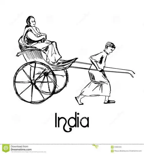人力车侧面简笔画