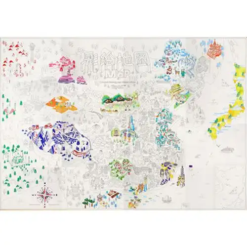 手绘中国地图旅游旅行打卡diy填色儿童装饰墙贴现代装饰画