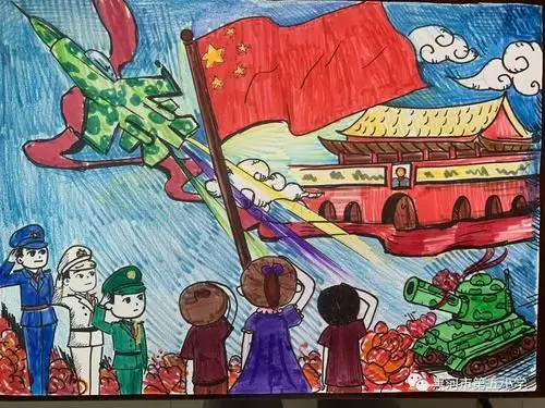 思政园地绘红色经典抒爱国情怀庆六一迎国庆主题绘画