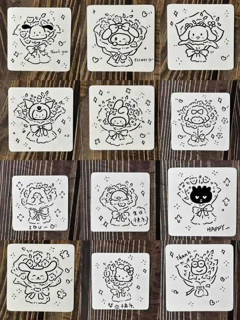 简笔画|12款三丽鸥节日必备花束小卡片合集 #每日一画# #画画的日常