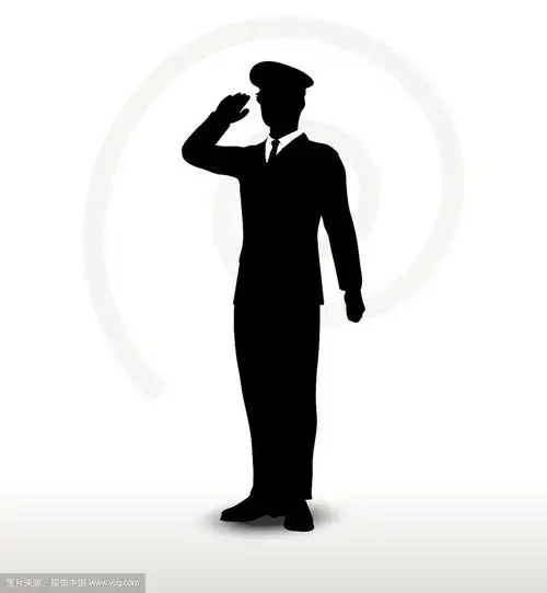 陆军上将的剪影与敬礼手势