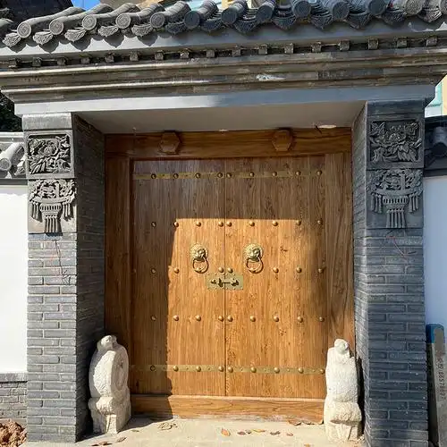 别墅入户门头农村大门自建房院子堂屋围墙进双开实木老式庭院木门