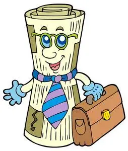 剪贴画报纸带公文包的卡通报纸照片