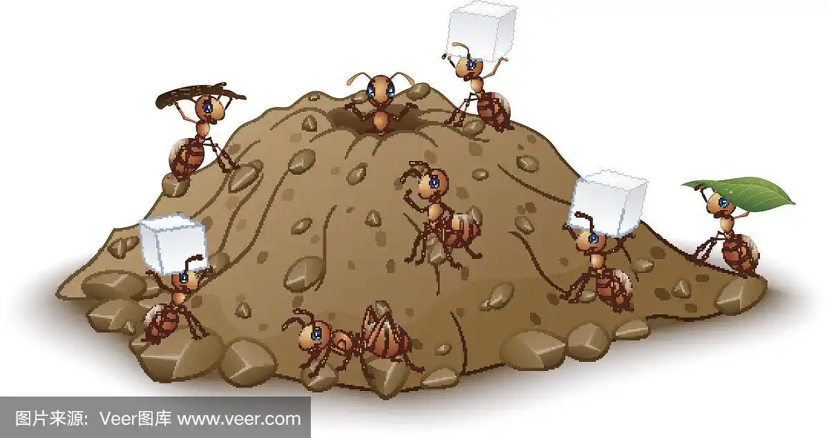 蚁丘,蚂蚁,卡通,大群动物,白蚁