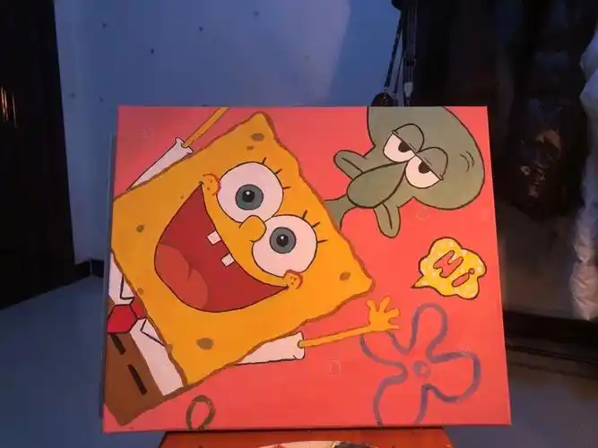 "#水粉画  #手绘  #海绵宝宝和派大星  #绘画