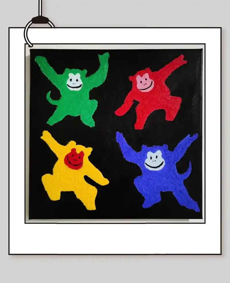 肌理画||《哼吭哈嘿》有手就行,红黄蓝绿 快让谁来给你画70# - 抖音