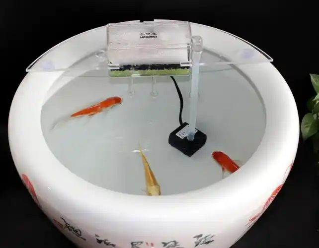 陶瓷鱼缸过滤器圆形缸吸便净水滤盒三合一循环增氧气静音过滤设备