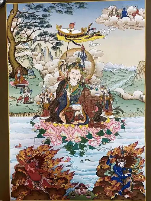 唐卡莲花生大士一生中的八种变相