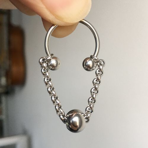 马蹄乳环链条穿刺饰品钛钢弯杆乳钉阴环日本欧美女私处穿孔潮男pa