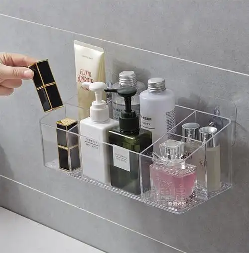 卫生间化妆品置物架 家用壁挂式塑料架子护肤品墙上洗漱架