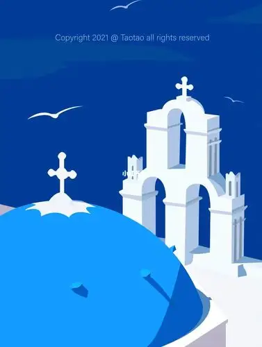 建筑插画圣托里尼