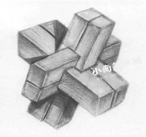 孔明锁的素描画法绘制步骤图示解析