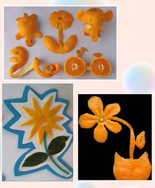 水果的果皮也可以成为我们手工创作的材料呦,拼拼摆摆,果皮就大表身