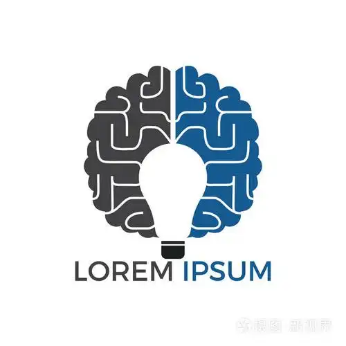 灯泡和大脑标志设计. 创意灯泡想法脑矢量图标.