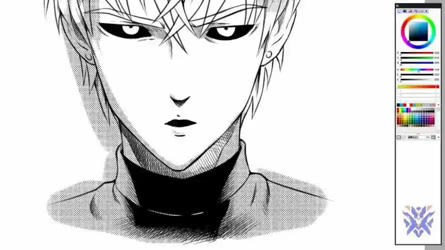 1.1期跟我一起画《一拳超人》杰诺斯头部正面绘画教程