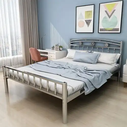 家用田园简约不锈钢18米双人床304不锈钢床实用金属床架
