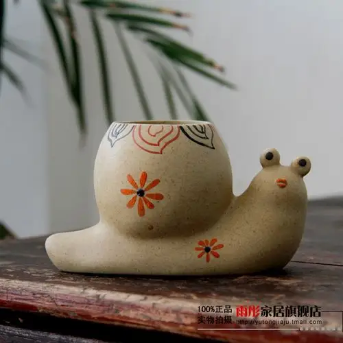 雨彤家居|温馨萌物桌面陶泥小花插办公桌好心情陶瓷动物世界摆件