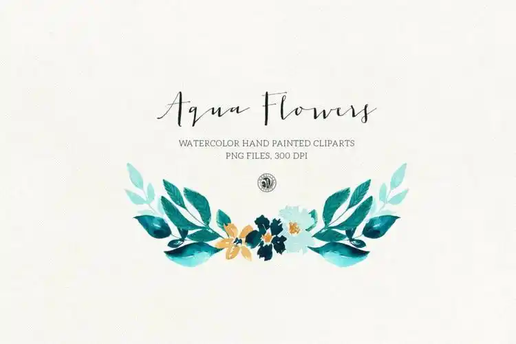 蓝色水彩花卉创意图案设计bluefloraldesign