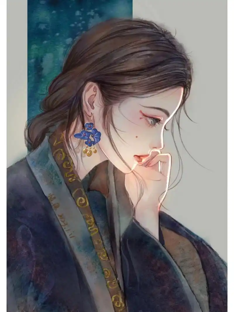 侧脸【古风10/100】 这张画的很磨人,从线稿开始就觉得画的不好看,改