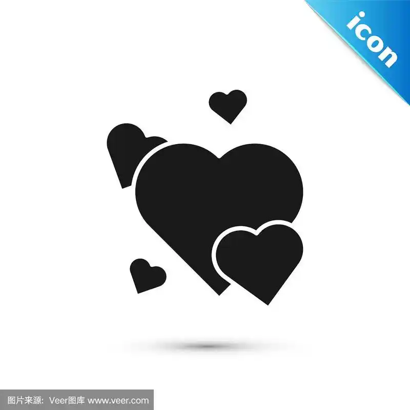 黑心图标孤立的白色背景.浪漫象征着联系,结合,激情和婚礼.