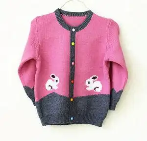 纯手工编织幼儿童羊毛线衣4,5,6岁秋冬春开衫毛衣外套