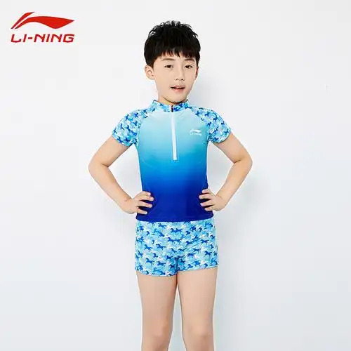 泳裤正品李宁儿童泳衣男童中大童游青少年冲浪儿童泳衣