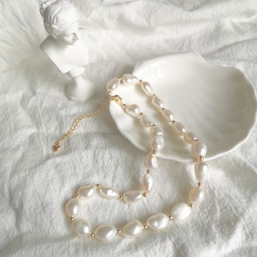 「han moisten 」巴洛克异形珍珠项链简约气质颈链锁骨链可调节