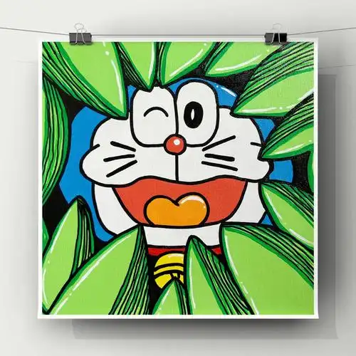 丙烯画丙烯装饰画哆啦a梦附步骤图