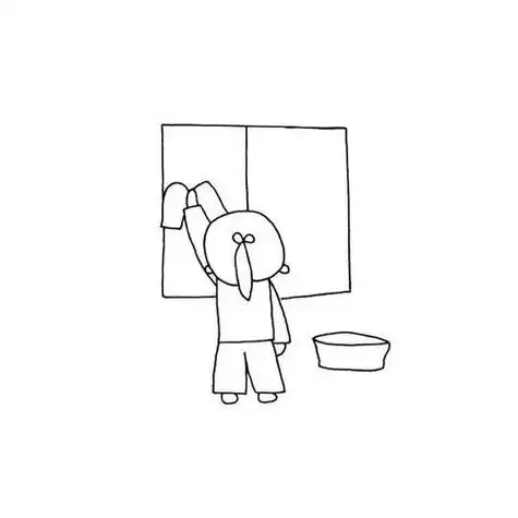 简笔画擦桌子的小女孩儿童人物简笔画怎么画劳动节孩子做家务的简笔画
