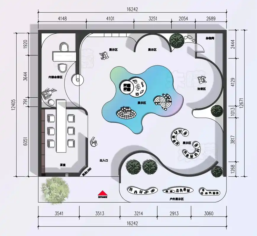 08-文创展厅平面图.文创展厅平面布置图,面积约200平 # - 抖音