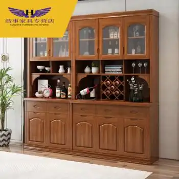 缦宛木洒柜客厅酒柜餐厅隔断柜餐厅酒柜中式实木酒柜客厅家用一体靠墙