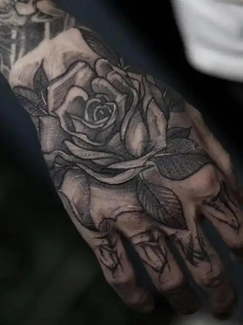 点刺#手背#素花#_纹身图案手稿图片_糖哥的纹身作品集