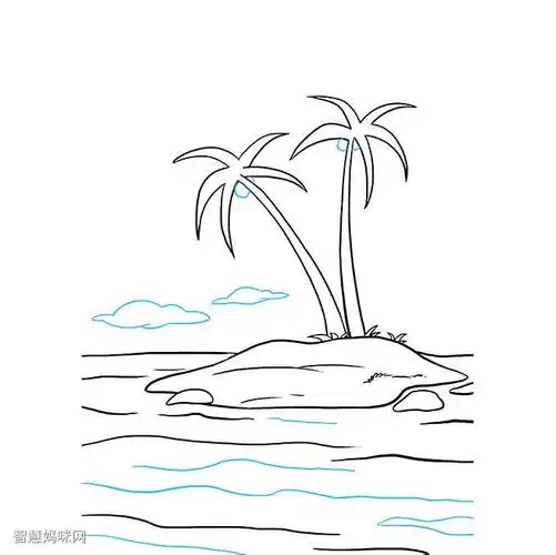 如何画海上的岛屿
