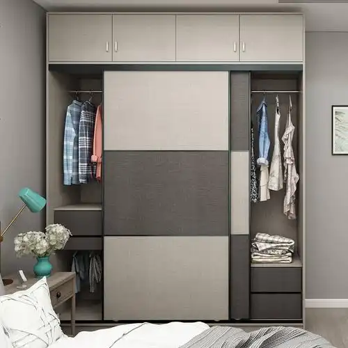 简约现代整体组装卧室2实木衣柜北欧推拉移经济型衣橱定制宽2米1高2米