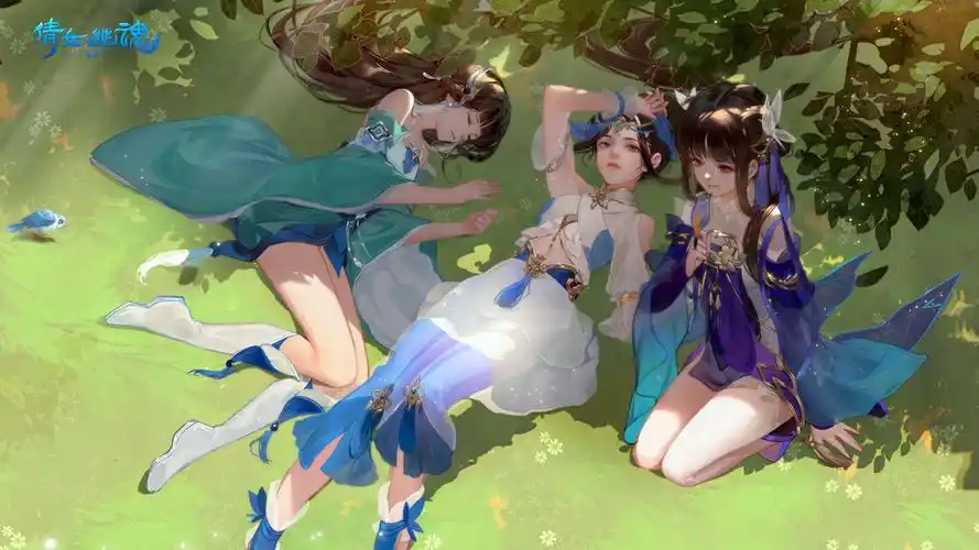 倩女幽魂手游壁纸:三大角色树下小憩