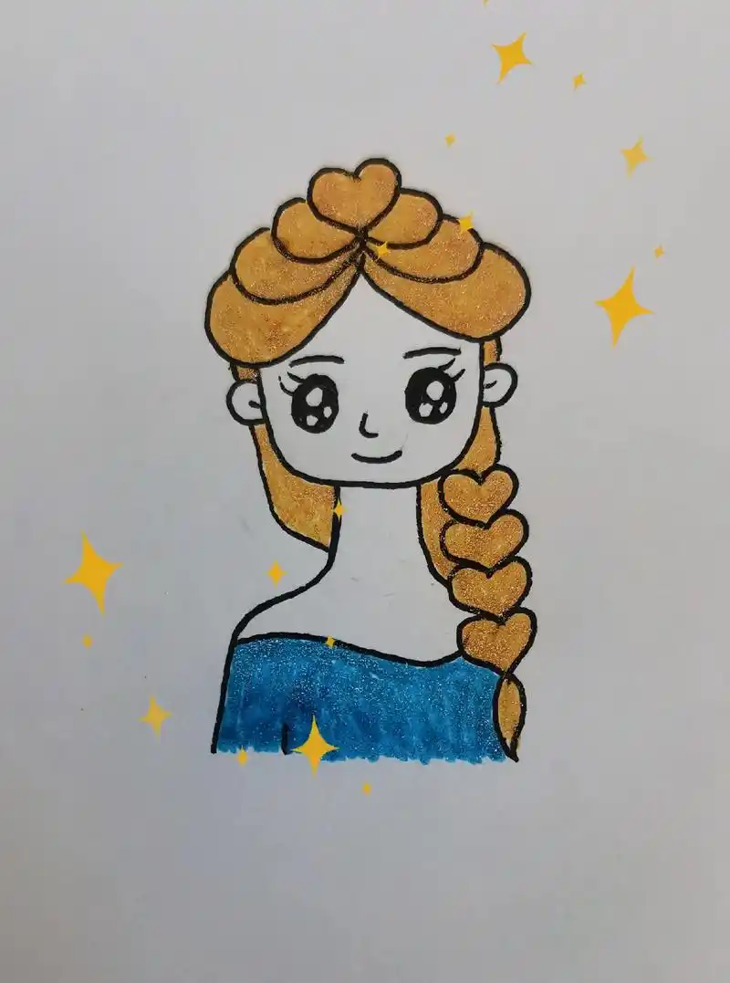 简笔画 一分钟学会用五个爱心画冰雪女王爱莎.#爱莎#儿童简 - 抖音