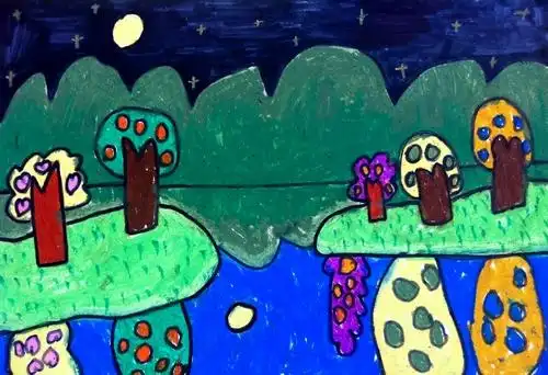 少儿书画作品-《水中倒影》/儿童书画作品《水中倒影》欣赏_中国少儿