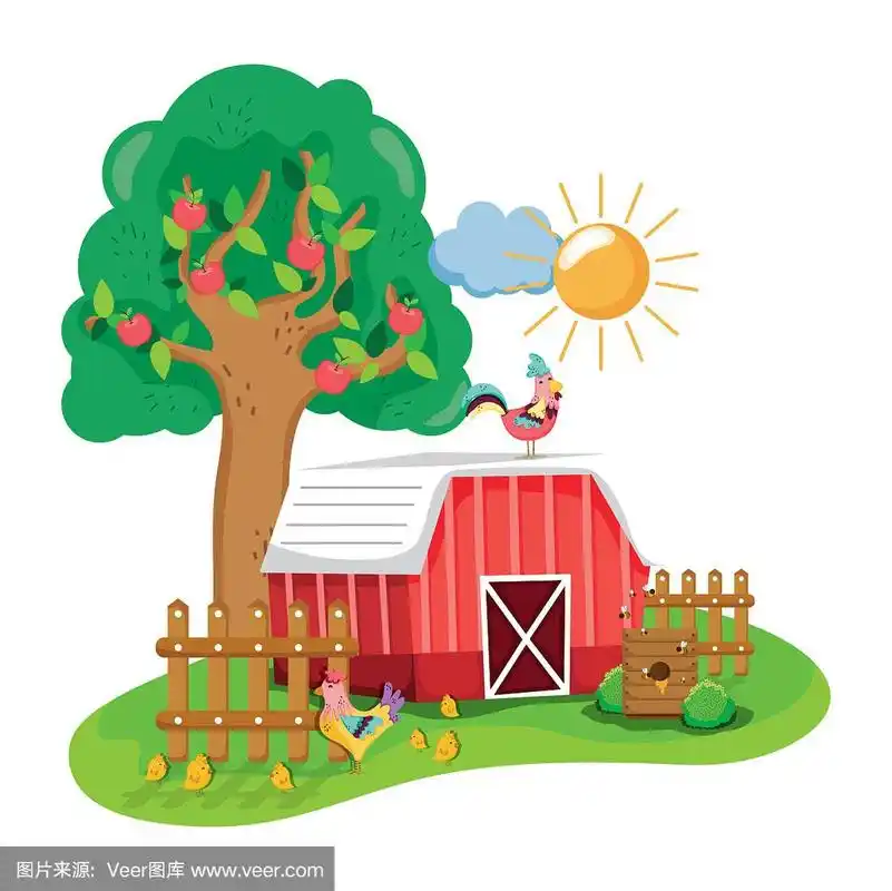 美丽的农场卡通