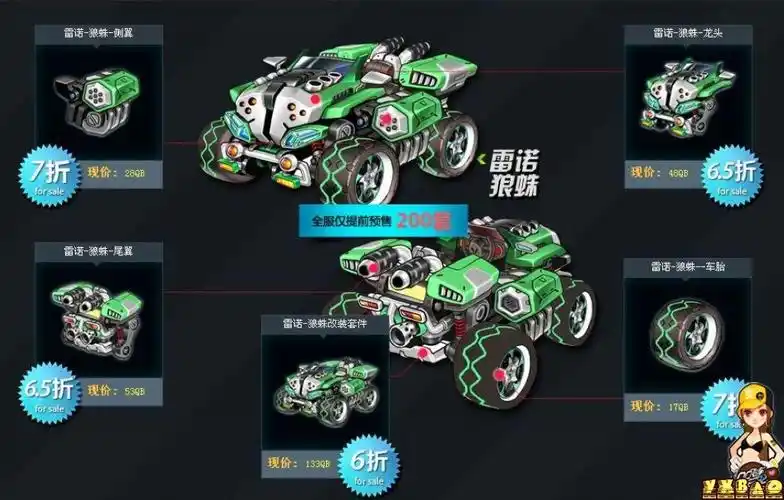 qq飞车雷诺狼蛛改装配件