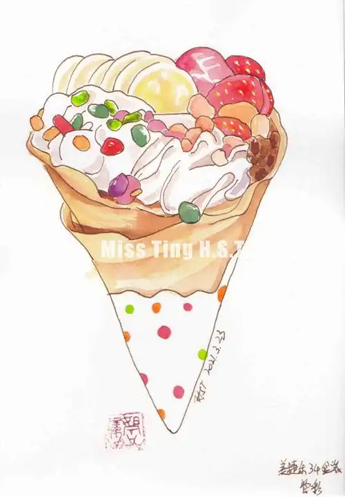 【水彩临摹】一只冰激凌